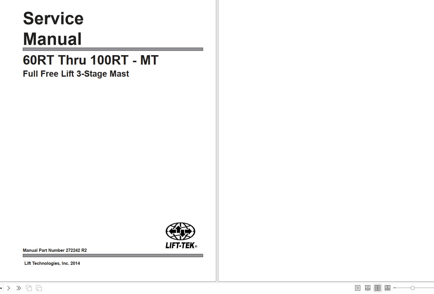 Lift Tek 60RT MT Though 100RT MT Full Free Lift 3 Stage Mast Service Manual 272242R2 (1)