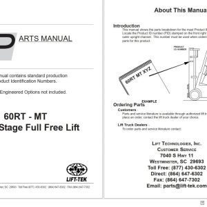 Lift Tek 60RT MT Three Stage Full Free Lift Part Manual 265755R6 (1)