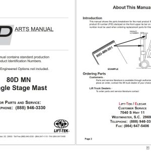 Lift Tek 80D MN Single Stage Mast Part Manual 259389R2 (1)