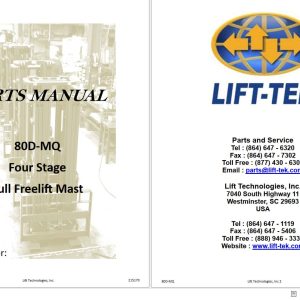 Lift Tek 80D MQ Four Stage Full Freelift Mast Part Manual 275170 (1)