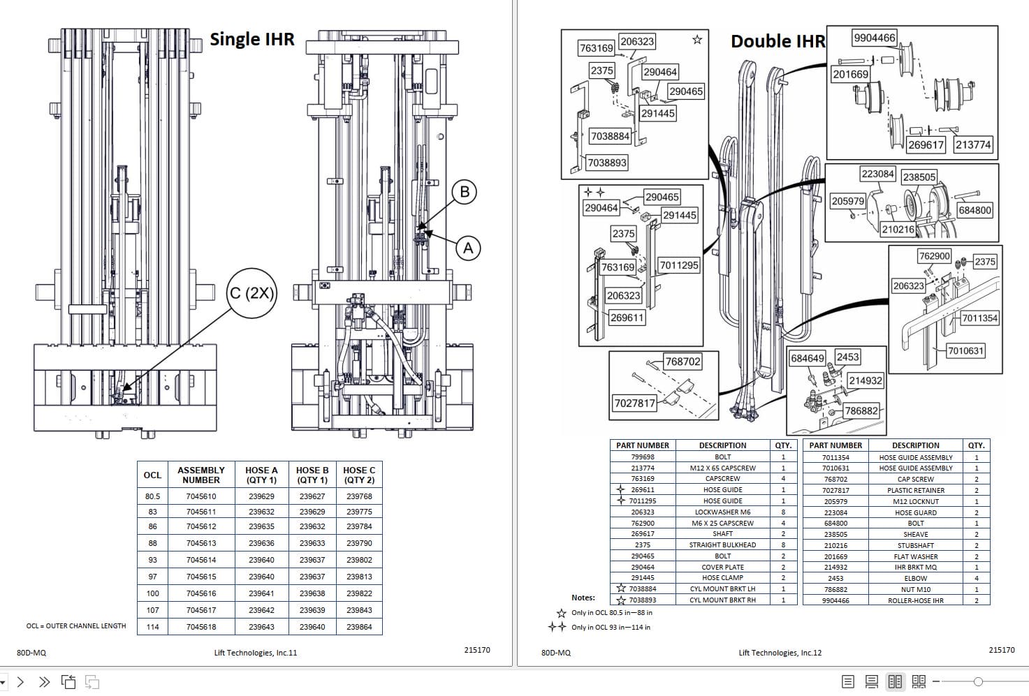 Lift Tek 80D MQ Four Stage Full Freelift Mast Part Manual 275170 (2)