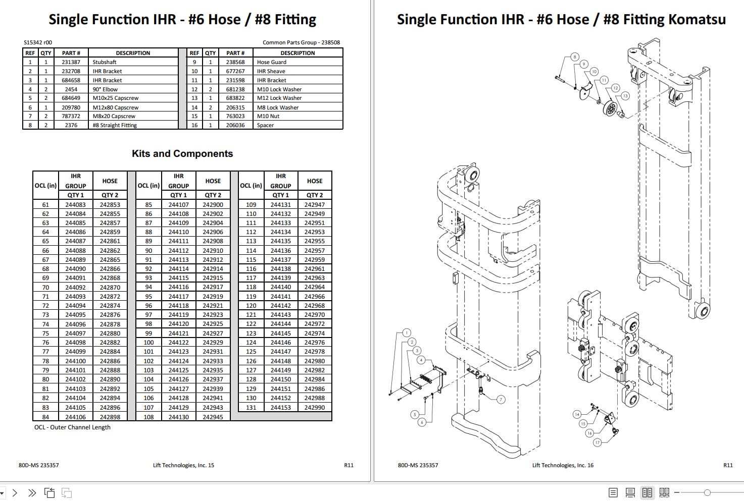 Lift Tek 80D MS Two Stage Limited Free Lift Mast Part Manual 235357 (2)