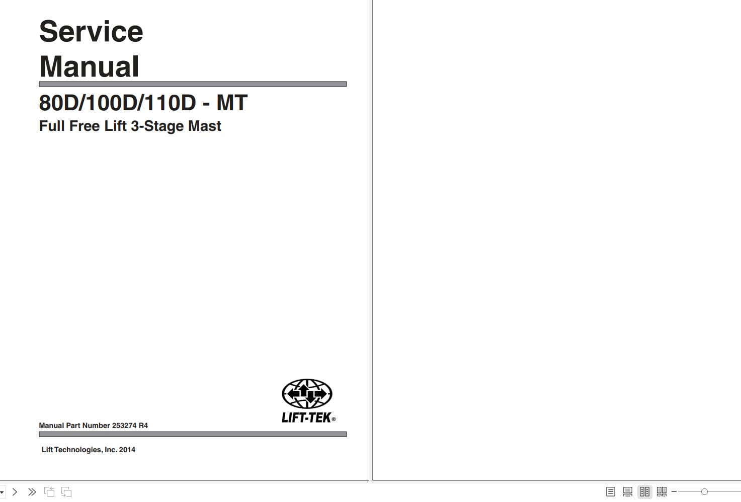 Lift Tek 80D MT 100D MT 110D MT Full Free Lift 3 Stage Mast Service Manual 253274R4 (1)
