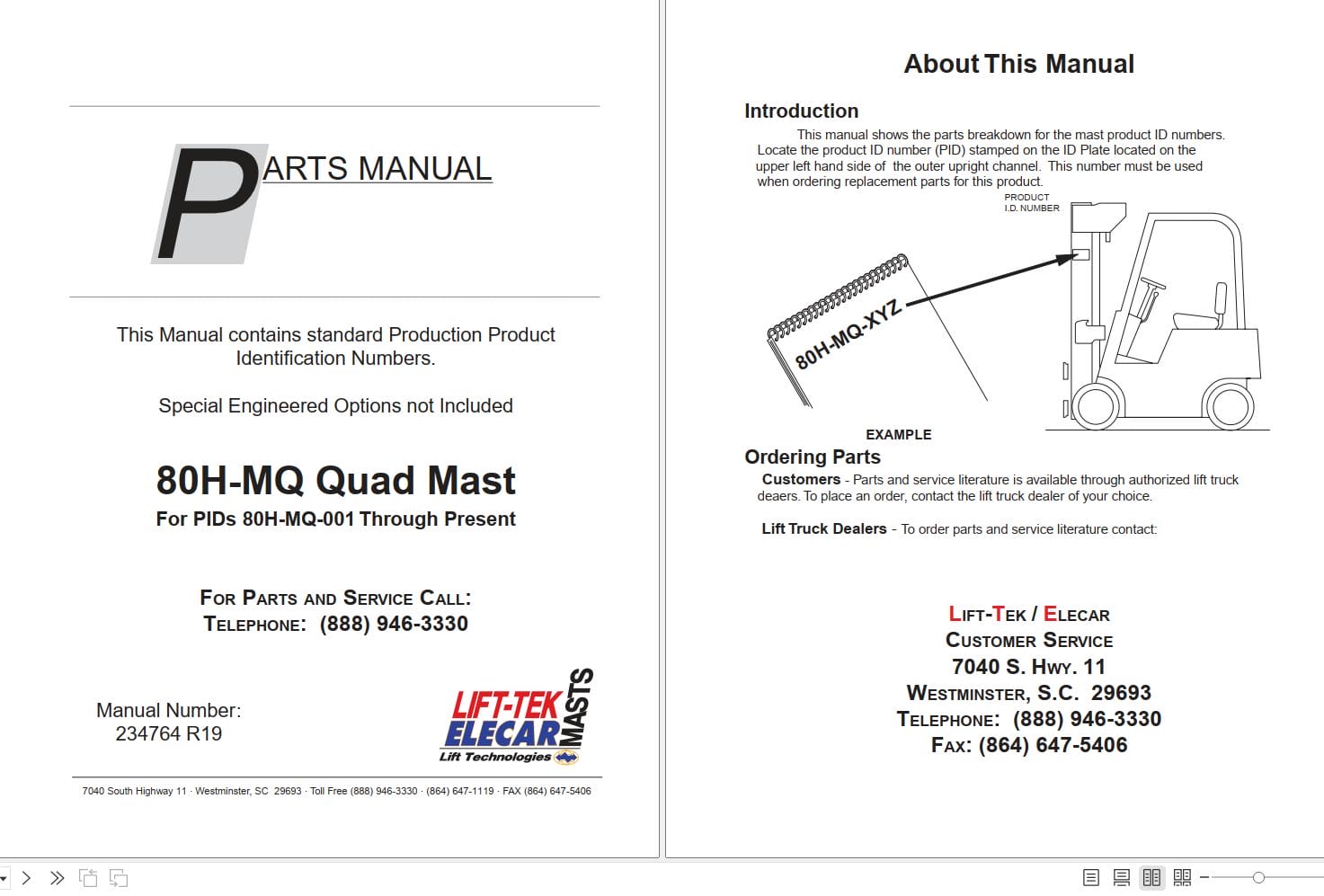 Lift Tek 80H MQ Quad Mast Part Manual 234764R19 (1)
