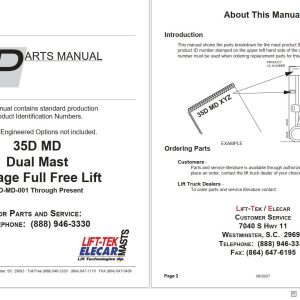 Lift Tek Dual Mast Lift 35D MD 2 Stage Part Manual 200872R7 (1)