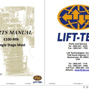 Lift Tek E100 MN Single Stage Mast Part Manual 276936 (1)