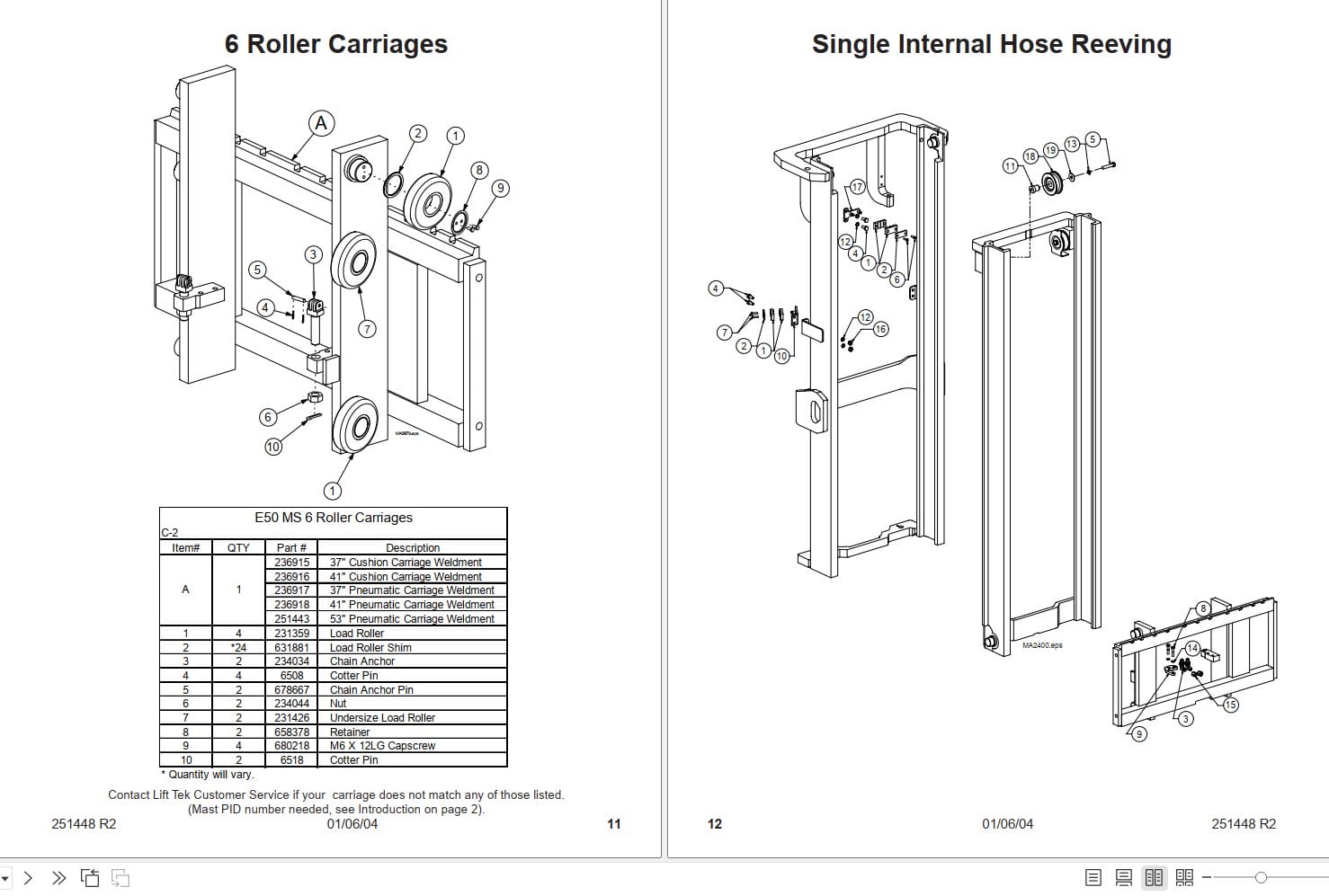 Lift Tek E50 MS Standard E Series Mast Part Manual 251448R2 (2)