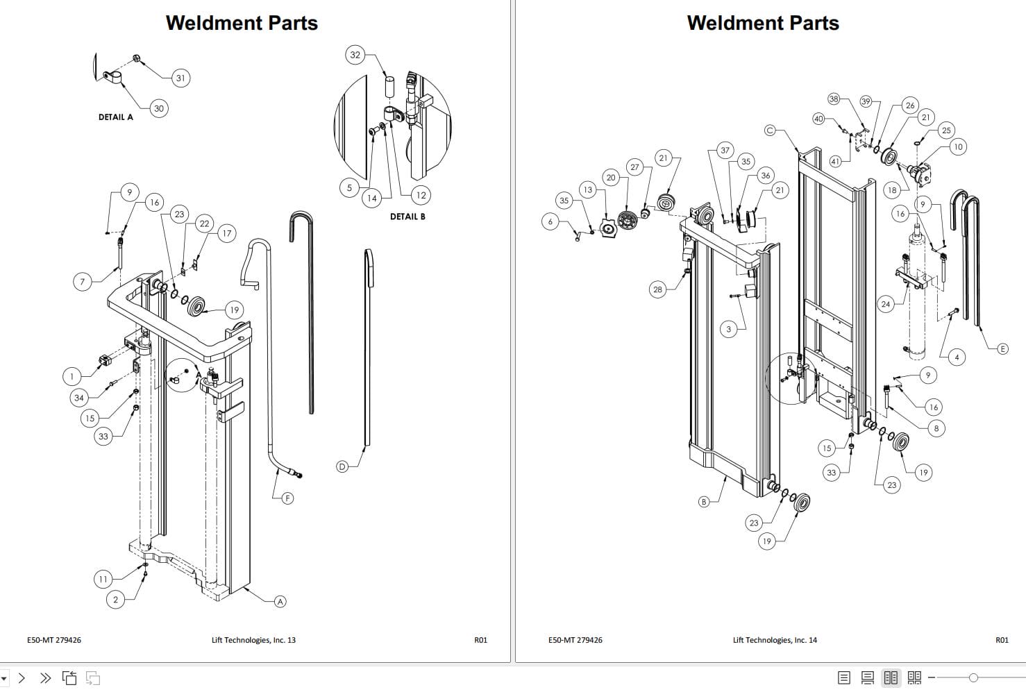 Lift Tek E50 MT Triple stage Mast Part Manual 279426 (2)