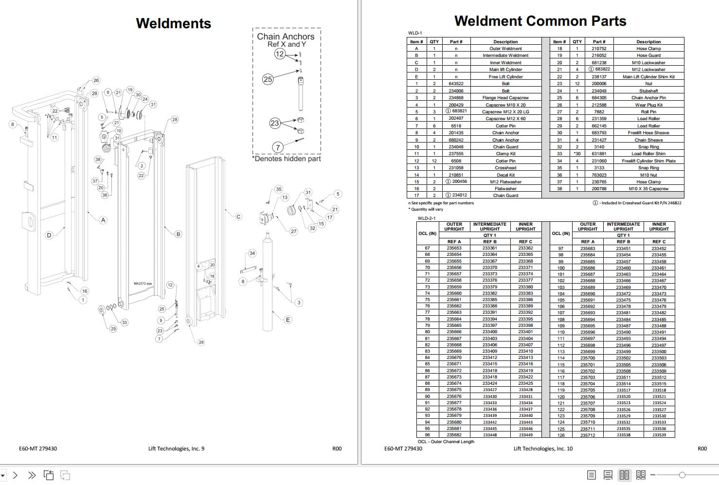 Lift Tek E60 MT Triple Stage Mast Part Manual 279430 (2)
