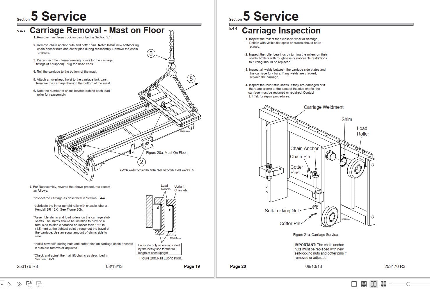 Lift Tek ES30 MS To E65 MS EV40 MS EV50 MS EV60 MS Limited Free Lift 2 Stage Mast Service Manual 253176R3 (2)