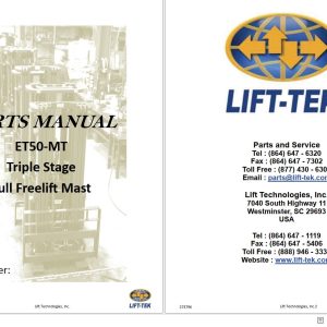 Lift Tek ET50 MT Triple Stage Full Freelift Mast Part Manual 273796 (1)