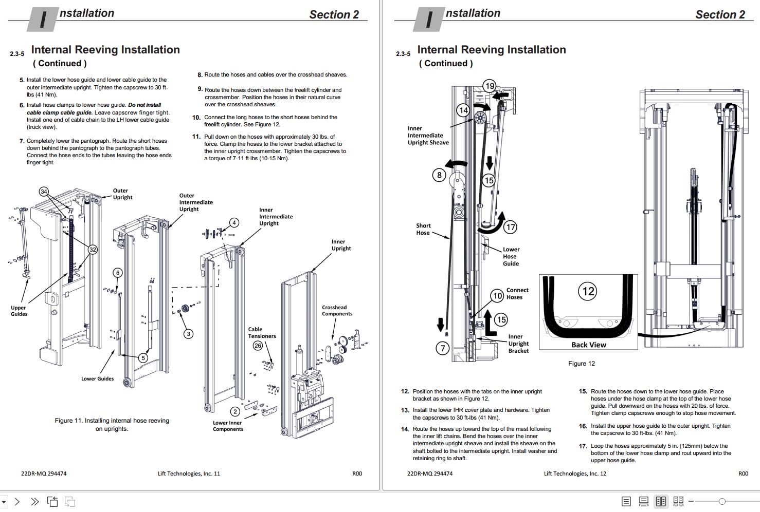 Lift Tek Four Stage Full Freelift Mast 22DR MQ Service Manual 294474 (2)