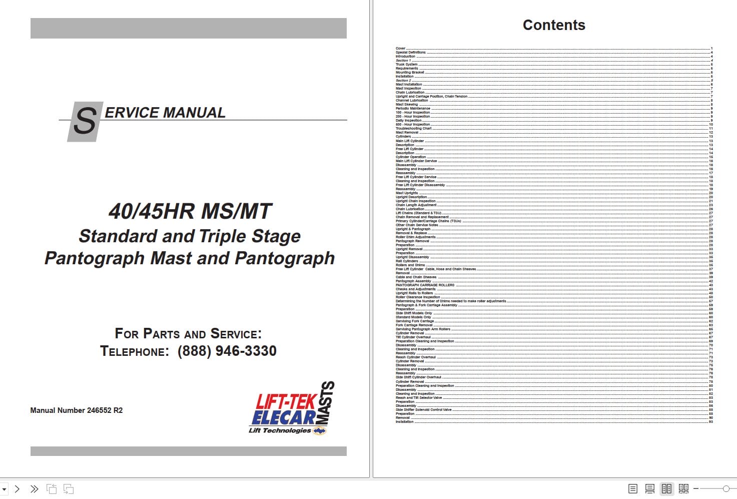 Lift Tek Mast Lift 40 MT 45HR MT 40 MS 45HR MS Service Manual 246552R2 (1)