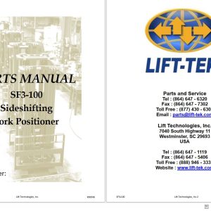 Lift Tek SF3 100 Sideshifting Fork Positioner Part Manual K80046 (1)