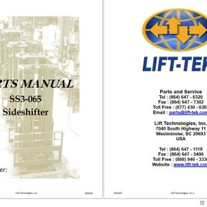 Lift Tek SS3 065 Sideshifter Part Manual K80043 (1)