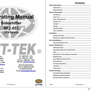 Lift Tek Sideshifter SF2 055 Operating Manual K80032 (1)