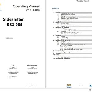 Lift Tek Sideshifter SS3 065 Operating Manual K80033 (1)