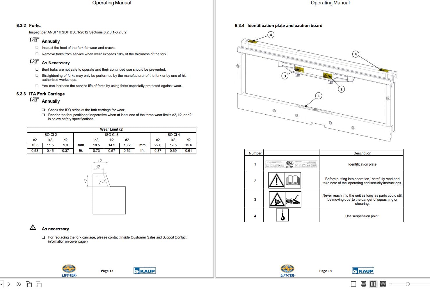 Lift Tek Sideshifter SS3 100 Operating Manual K80035 (2)