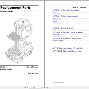 Liftrite Personnel Lifter SpinGo Parts Manual 2016 (1)