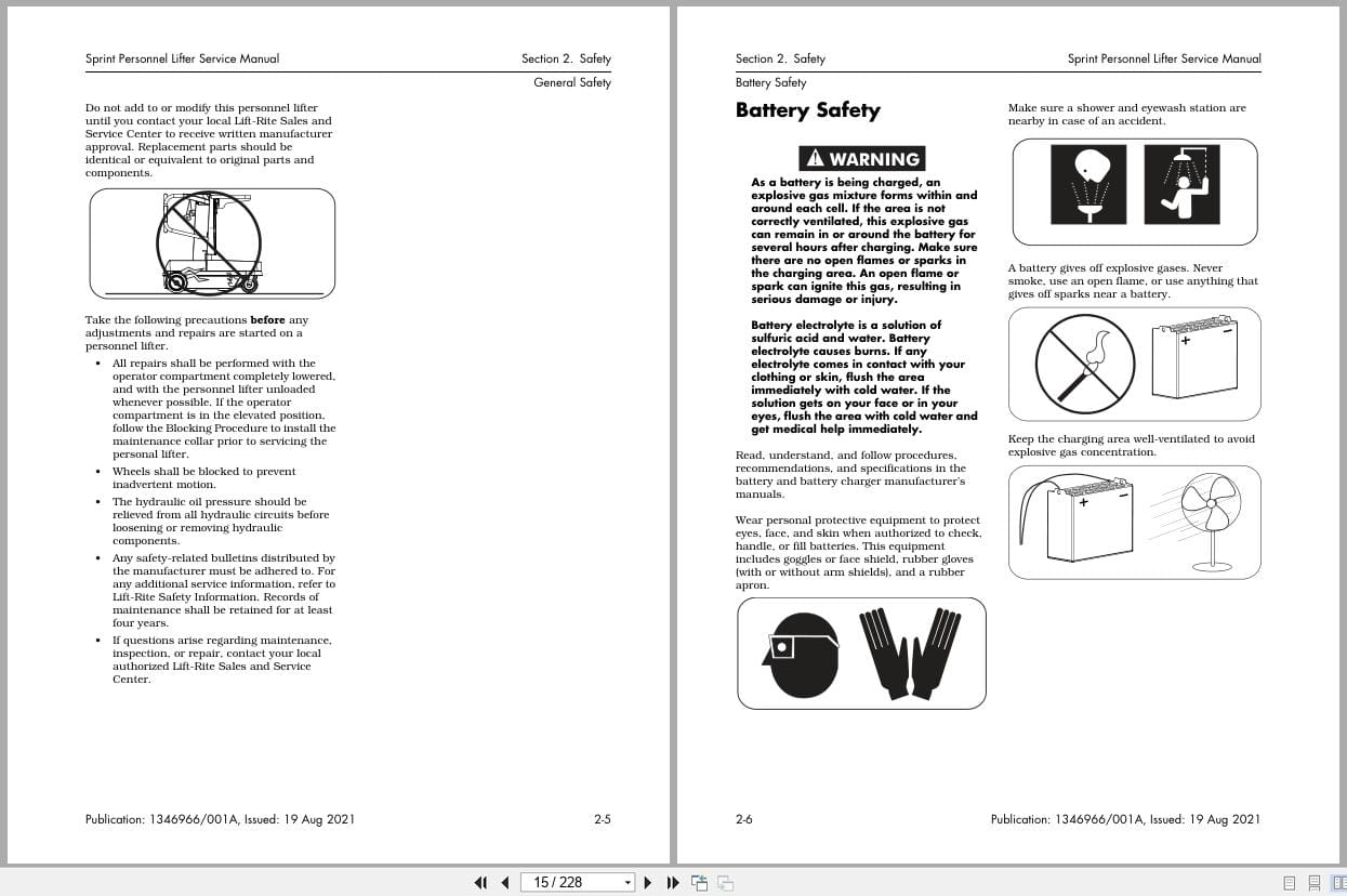Liftrite Personnel Lifter Sprint Service Manual 1346966001A 2021 (2)