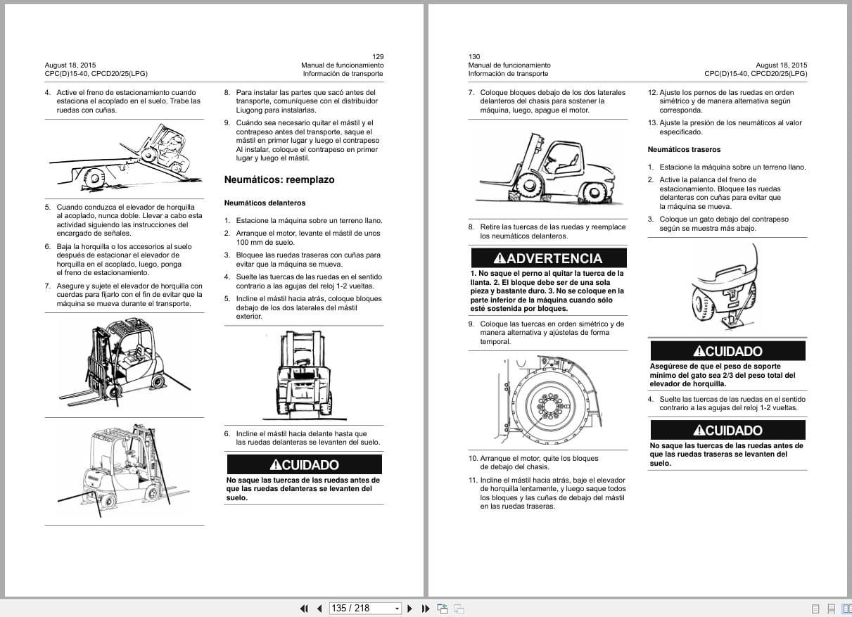 Liugong Forklift CPC15 to CPCD25(LPG) Operation Maintenance Manual 201508005 ES (2)