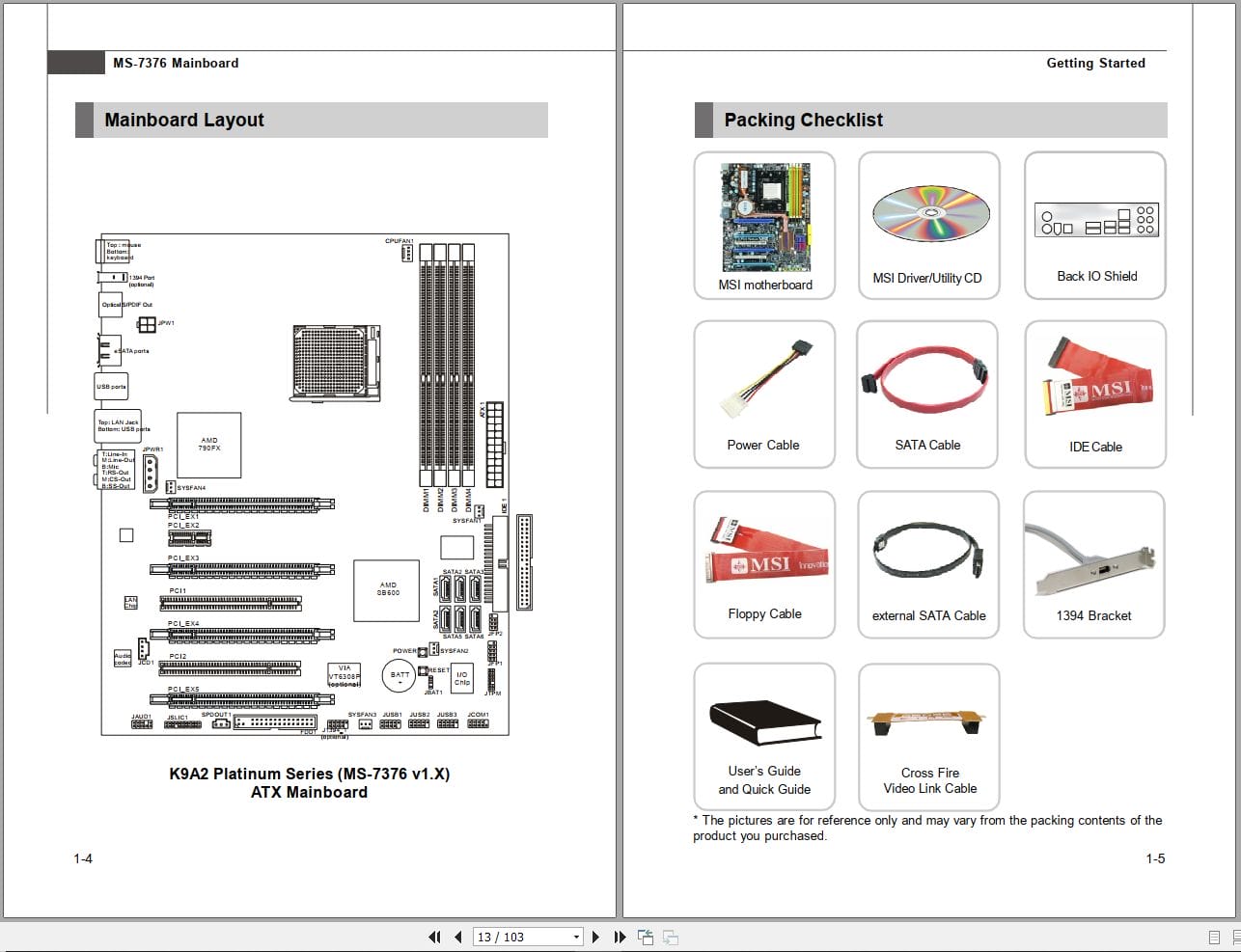 MSI Mainboard K9A2 Platinum Series MS 7376 Operators Manual G52 73761X1 (2)