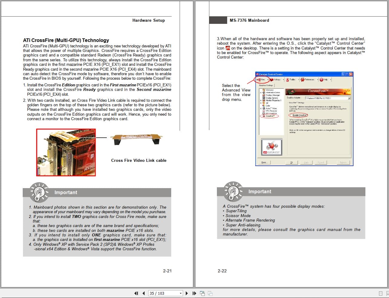 MSI Mainboard K9A2 Platinum Series MS 7376 Operators Manual G52 73761X1 (3)