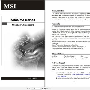 MSI Mainboard K9AGM3 Series MS 7367 Operators Manual G52 73671X2 EN DE FR RU (1)
