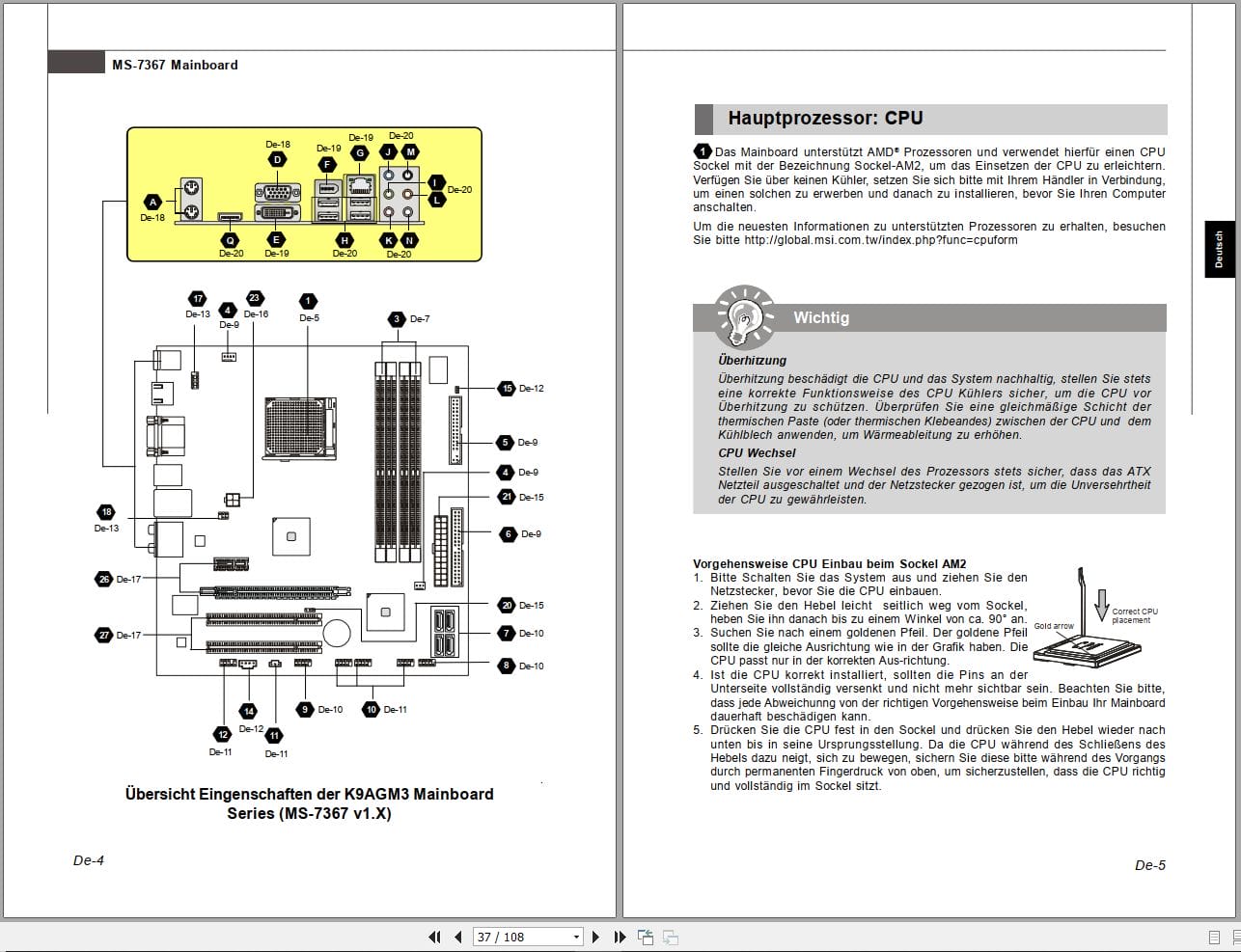 MSI Mainboard K9AGM3 Series MS 7367 Operators Manual G52 73671X2 EN DE FR RU (3)