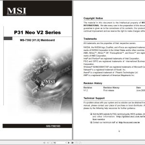 MSI Mainboard P31 Neo V2 Series MS 7392 Operators Manual G52 73921XD (1)