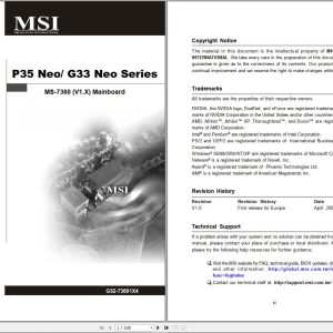MSI Mainboard P35 Neo G33 Neo Series MS 7360 Operators Manual G52 73601X4 EN DE FR RU (1)