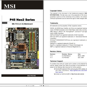 MSI Mainboard P45 Neo2 Series MS 7512 Operators Manual G52 75121X2 (1)