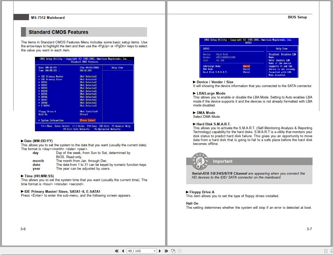 MSI Mainboard P45 Neo2 Series MS 7512 Operators Manual G52 75121X2 (3)