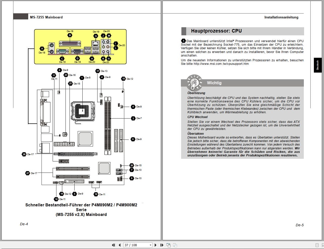 MSI Mainboard P4M890M2 P4M900M2 Series MS 7255 Operators Manual G52 72551XA EN DE FR RU (3)