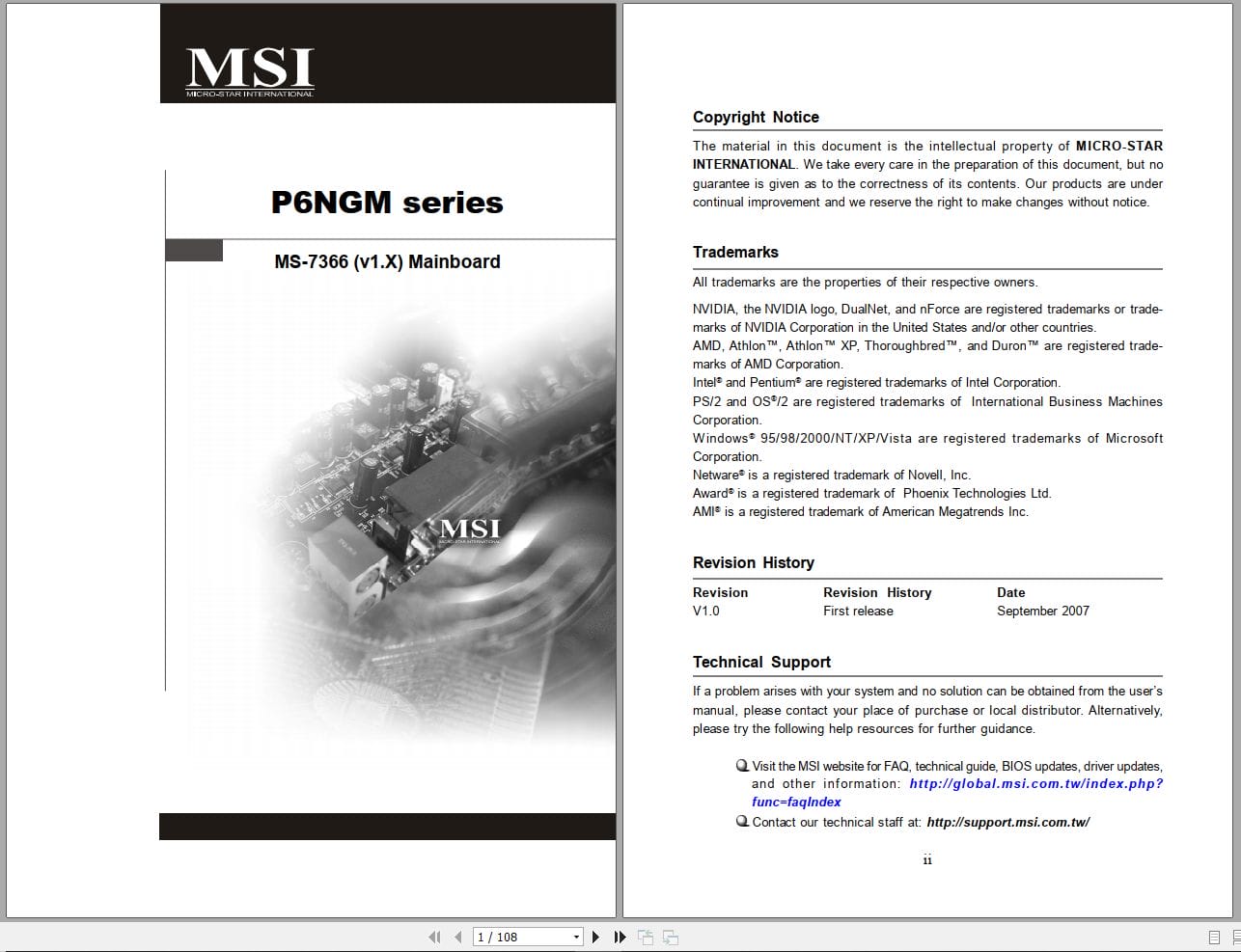 MSI Mainboard P6NGM Series MS 7366 Operators Manual (1)