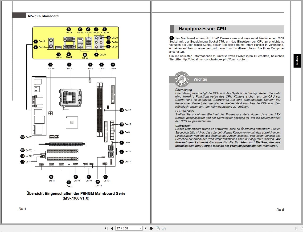 MSI Mainboard P6NGM Series MS 7366 Operators Manual G52 73661X3 EN DE FR RU (3)