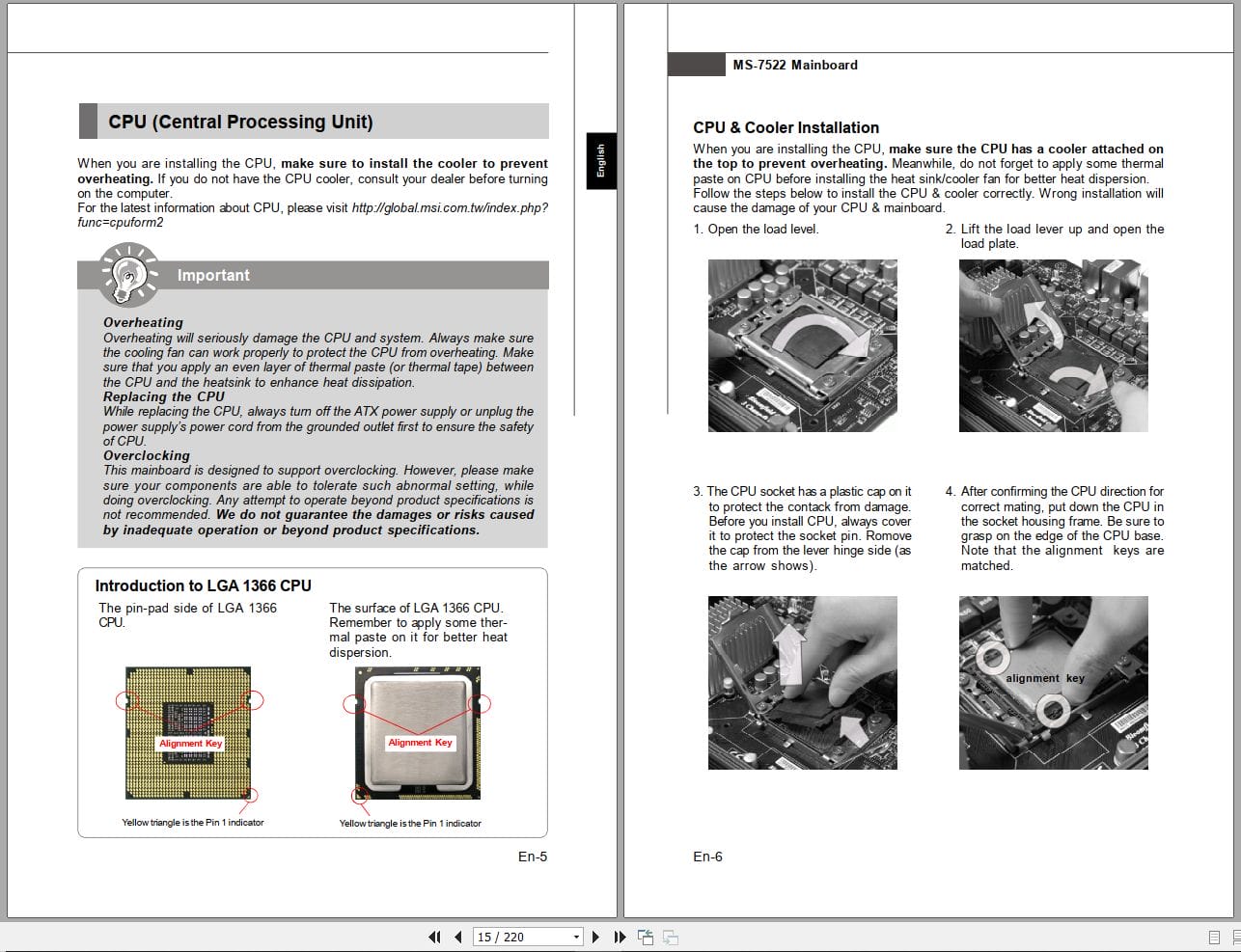 MSI Mainboard X58 Platinum Series MS 7522 Operators Manual G52 75221X2 EN ZH KR (2)