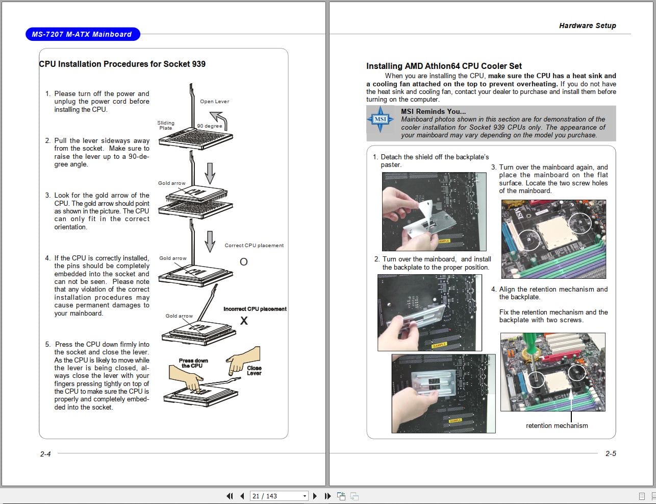 MSI Micro ATX Mainboard K8NGM2 Series MS 7207 Operators Manual G52 M7207X5 (2)