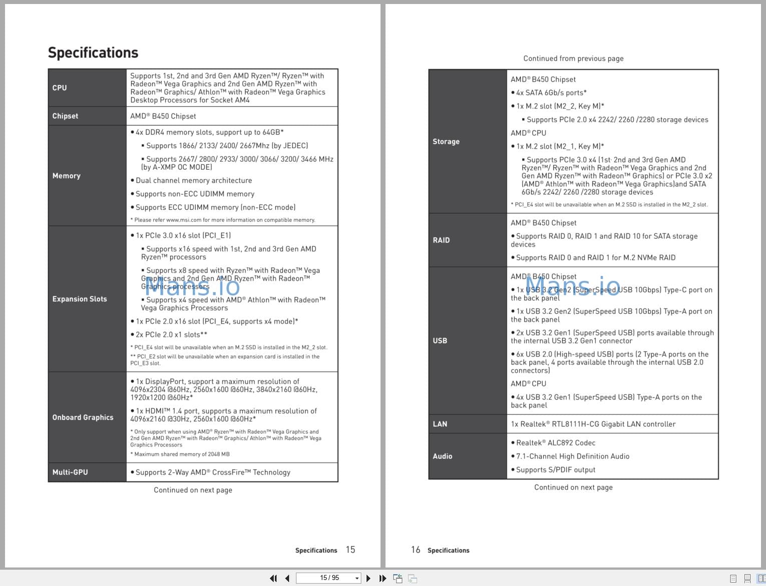 MSI Motherboard B450M Mortor Max Operators Manual (2)