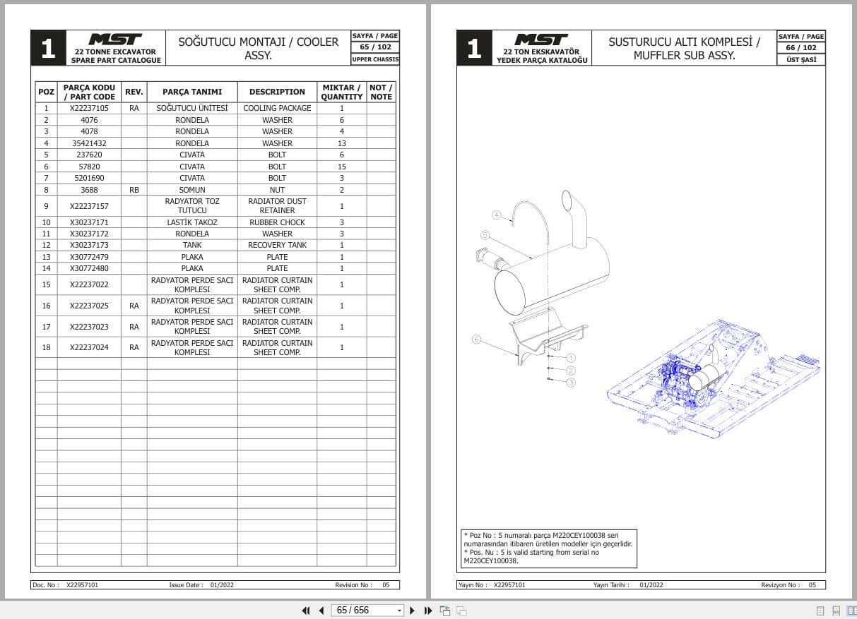 MST Excavator 22 TONNE Parts Manual X22957101 2022 EN TR (2)