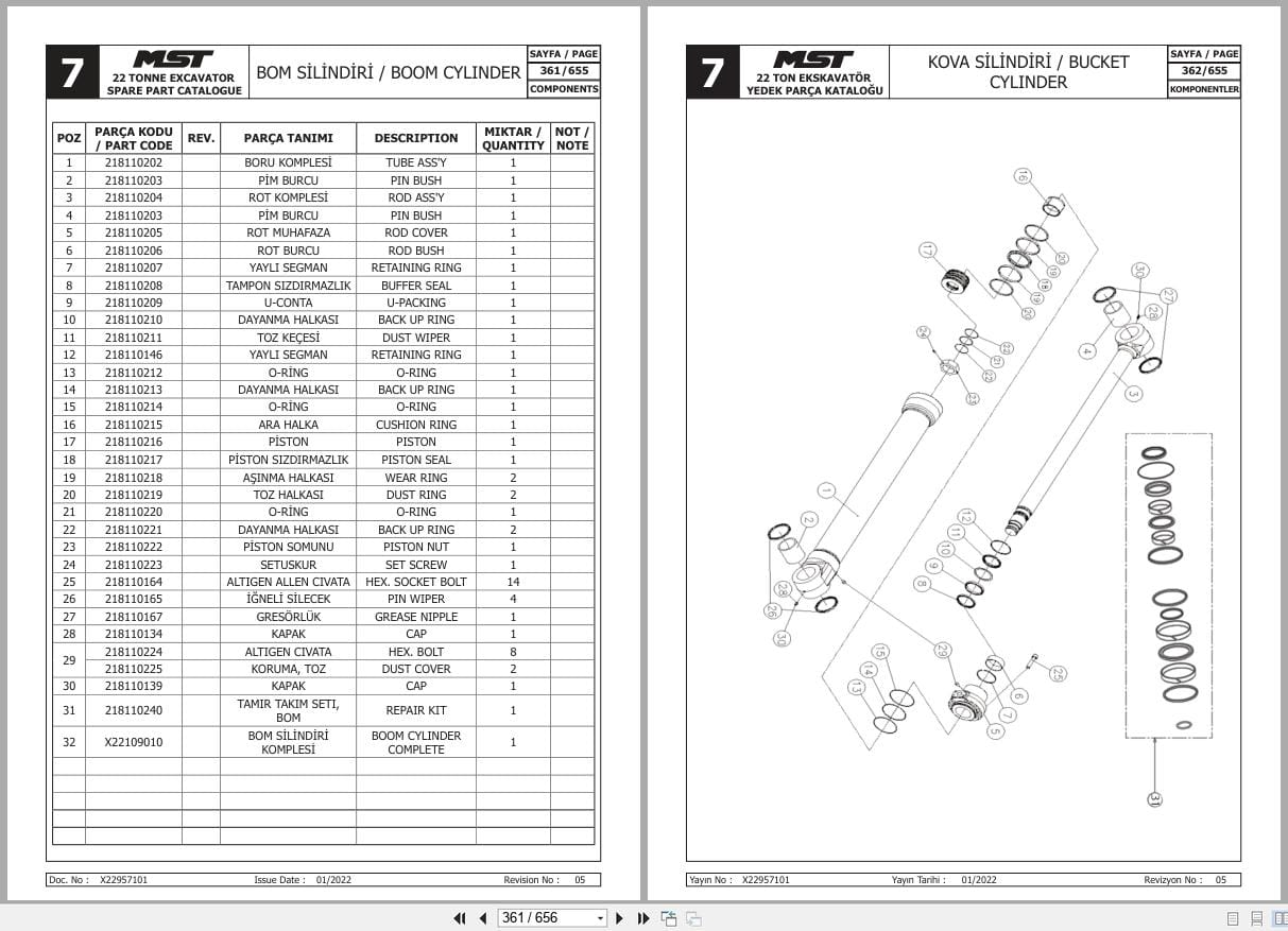 MST Excavator 22 TONNE Parts Manual X22957101 2022 EN TR (3)