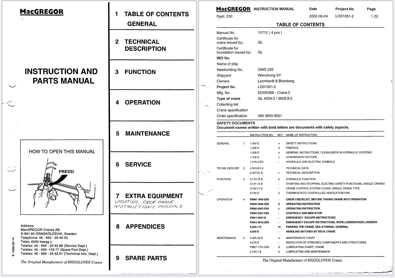 MacGREGOR Cargo Crane GL4028 2 3628.8 2 Instruction and Parts Manual (1)