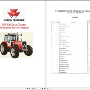 Massey Ferguson Tractor MF600 Series Workshop Service Manual 1856274M1 (1)