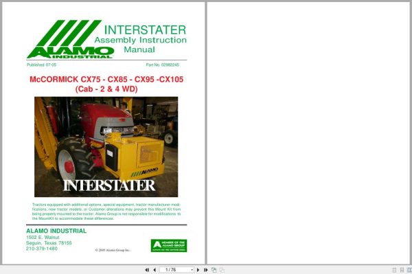 McCormick Tractor CX75 to CX105 Assembly Instruction Manual 02982245 (1)