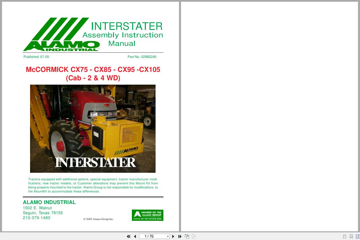 McCormick Tractor CX75 to CX105 Assembly Instruction Manual 02982245 (1)