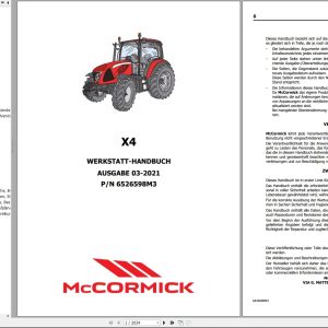 McCormick Tractor X4 Workshop Manual 6526598M3 DE (1)
