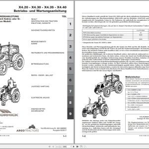 McCormick Tractor X4.20 X4.30 X4.35 X4.40 Operating Maintenance Manual 6525989M2 DE (1)