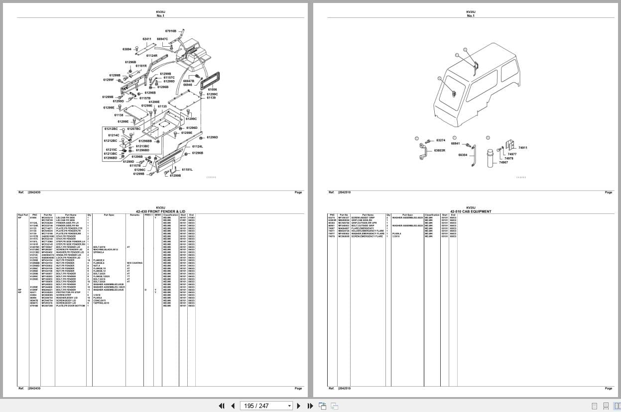 Mitsubishi Fuso Truck KV20J Spare Parts Catalog