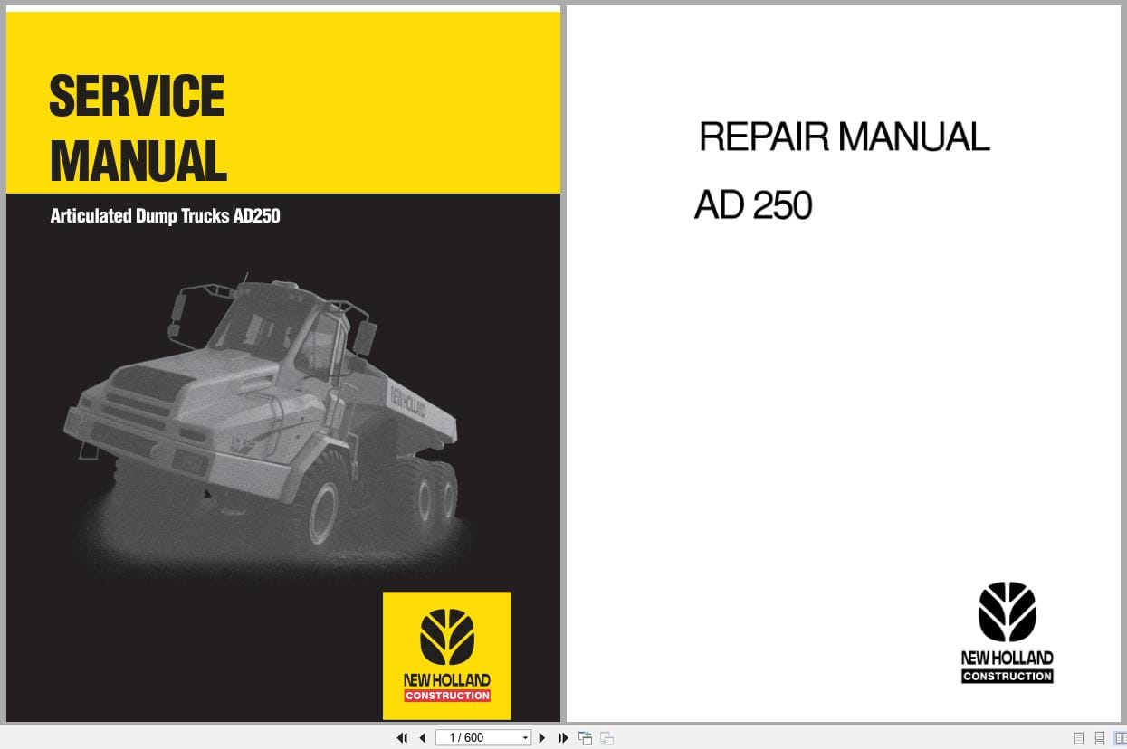 New Holland Articulated Dump Truck AD250 Service Manual 6045614101 (1)