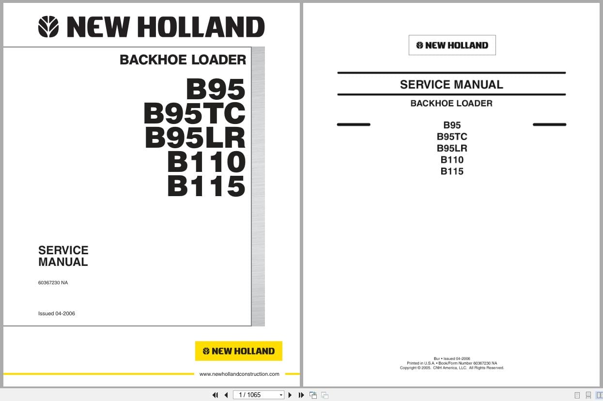 New Holland Backhoe Loader B95 to B115 Service Manual 60367230NA (1)